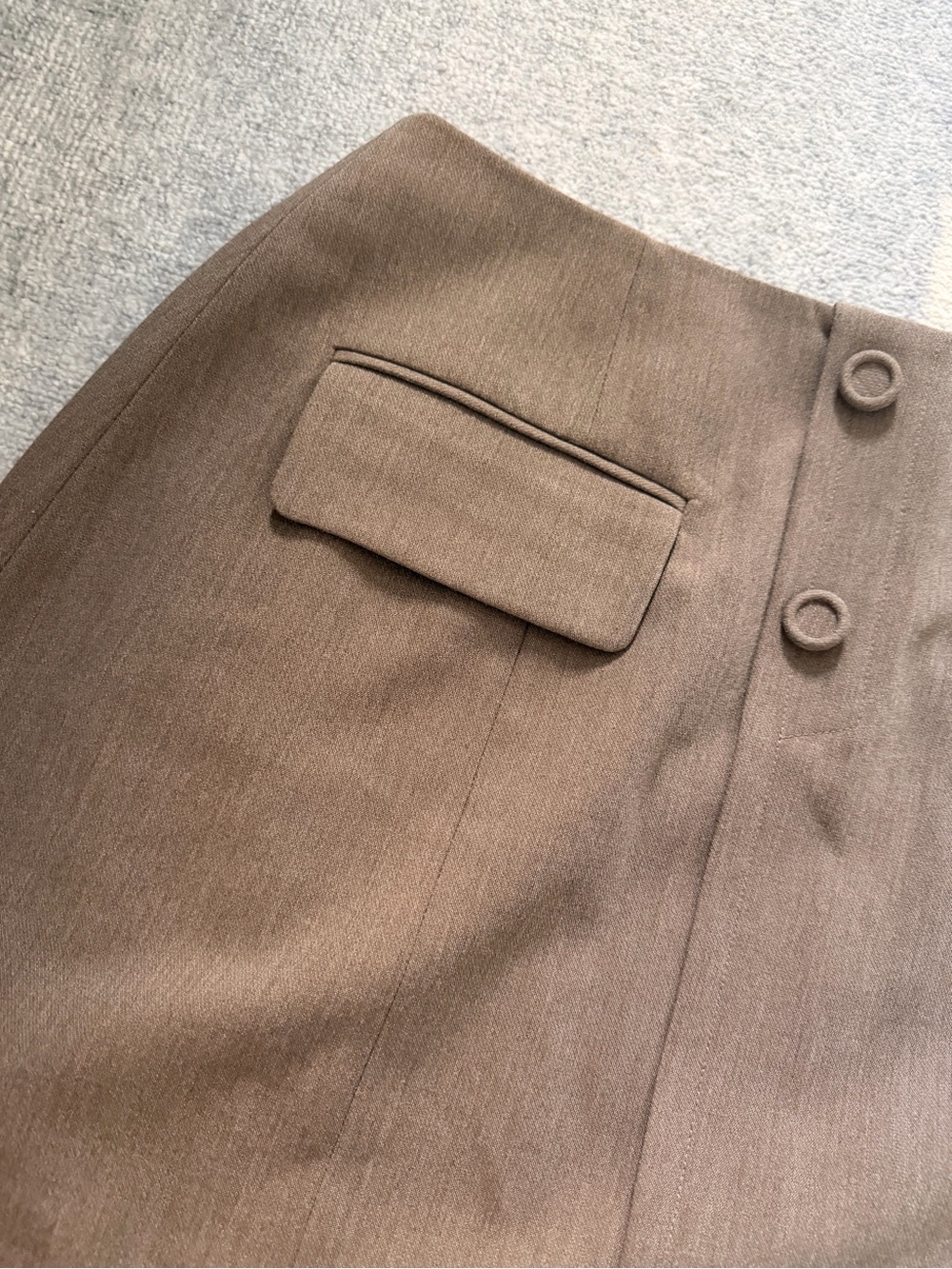 Kourt Koko Taupe/Gray/Brown Button-Front Mini Skirt with Flap Pockets - Picture 8 of 10